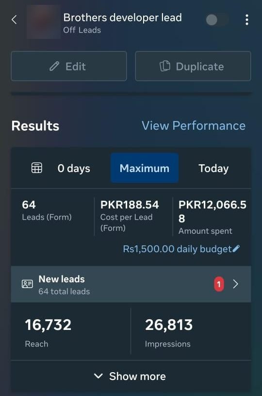 Brothers Developer Meta Ads result