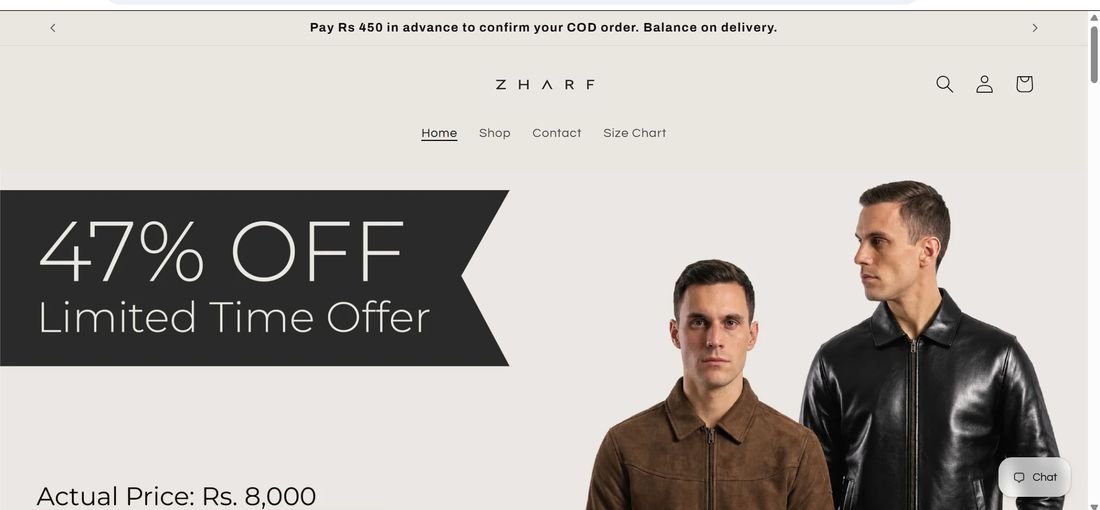 Zharf website screenshot